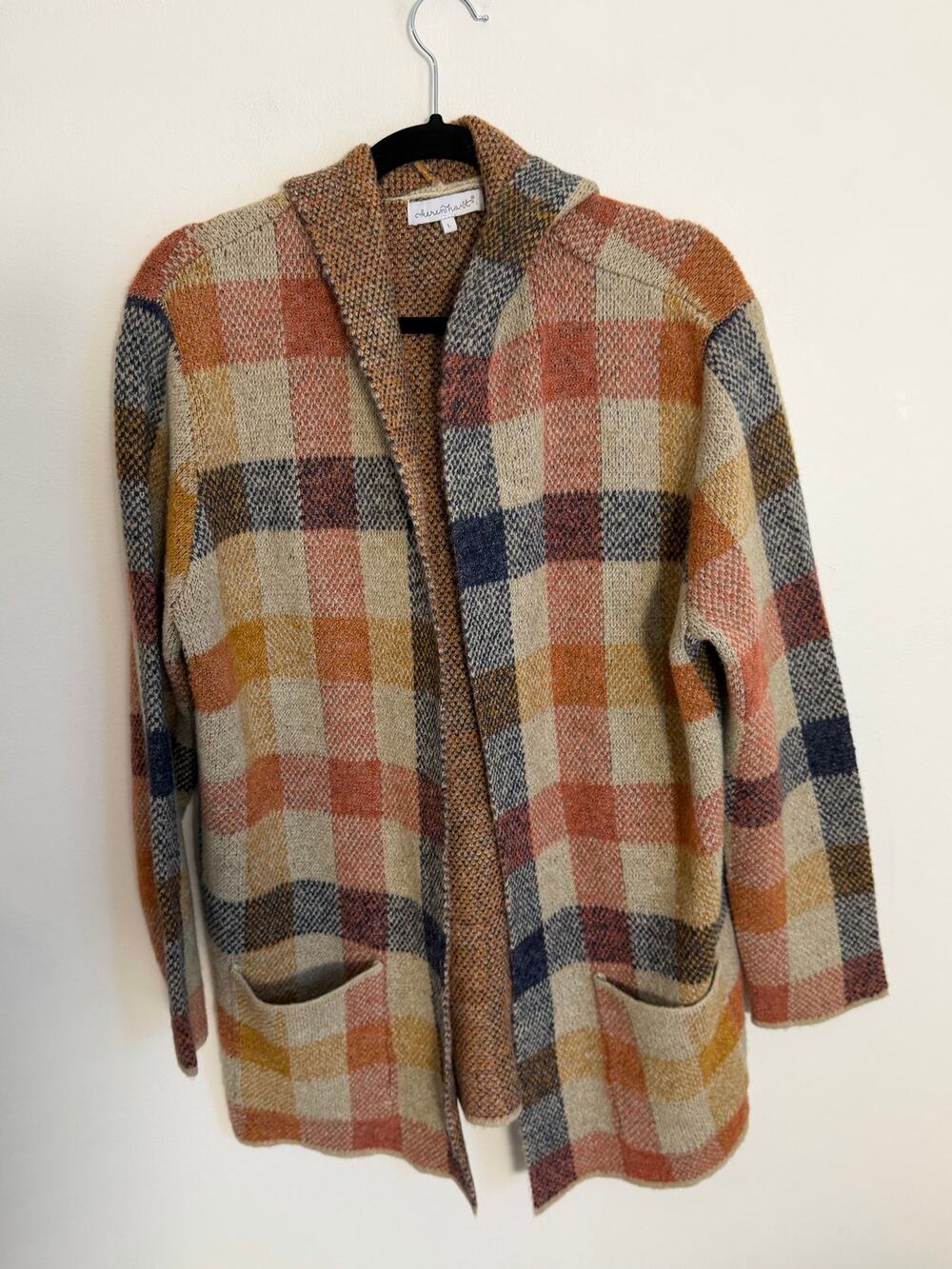 Keren Hart open-front buffalo checked cardigan Women's size large
